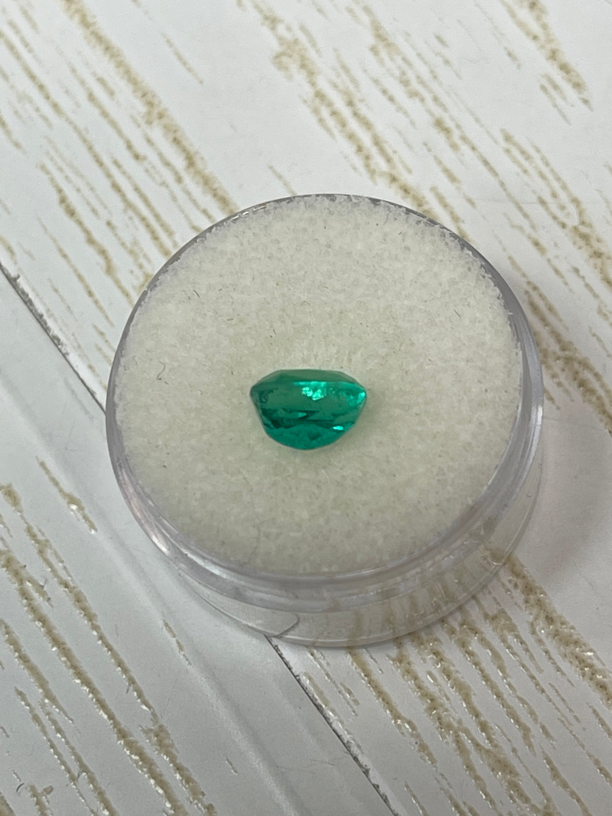 1.58 Carat 8x6mm Bluish Green Natural Loose Colombian Emerald - Elongated Cushion Cut Gemstone for Jewelry Making & Engagement Rings