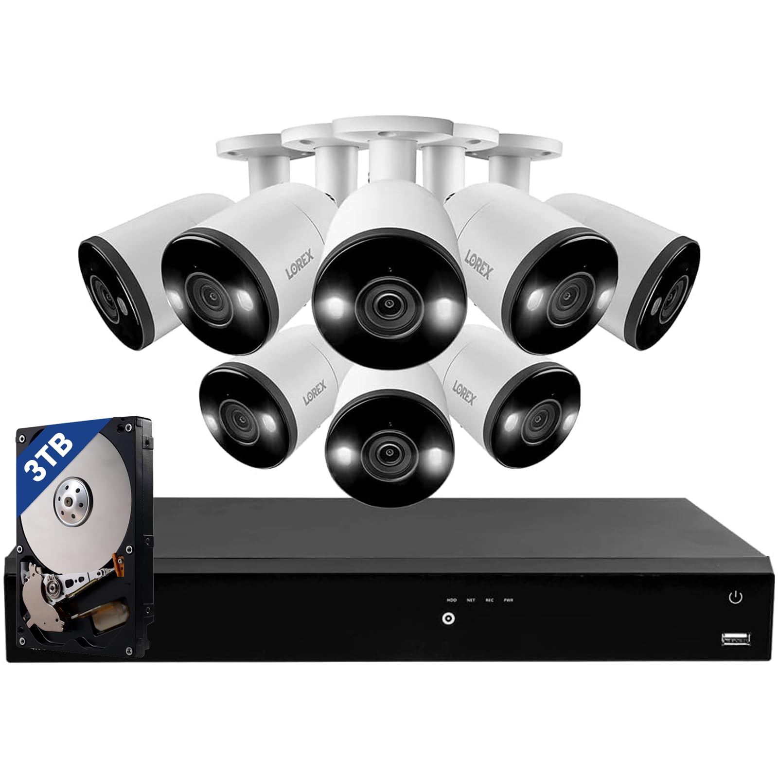Lorex Fusion 4K 16-Channel Wired Security Camera System with 3TB NVR & 8 Metal Cameras - Motion Detection, Active Deterrence, 2-Way Audio, Color Night Vision, Weatherproof - Ideal for Home, Business & Outdoor Surveillance