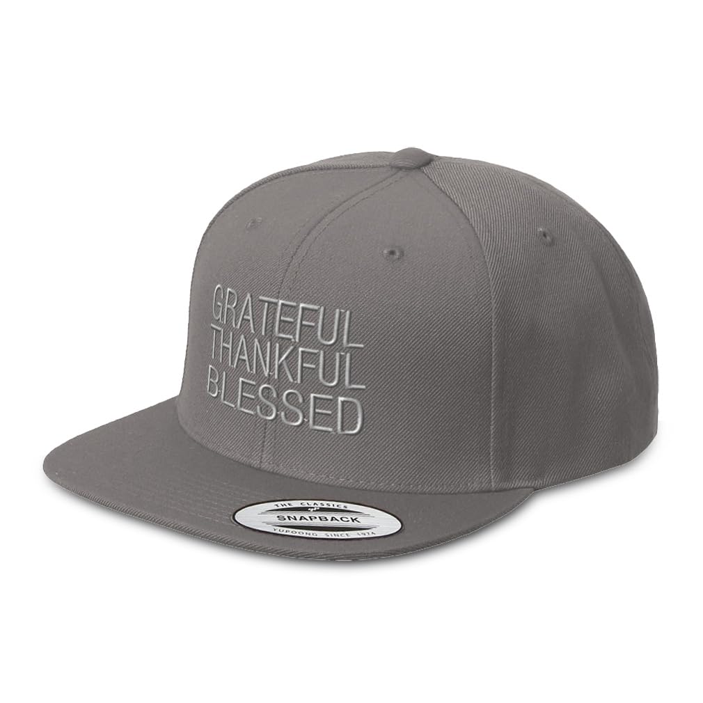 Speedy Pros Snapback Hat for Men - Flat Brim Baseball Cap with Embroidered 'Grateful Thankful Blessed Christ Faith Jesus' Design - Perfect for Church, Outdoor Activities & Streetwear Fashion