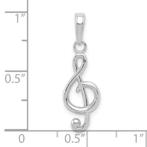 14K Solid White Gold Treble Clef Music Note Necklace - Elegant Musical Jewelry Gift for Musicians & Music Lovers - Perfect for Concerts, Performances & Special Occasions