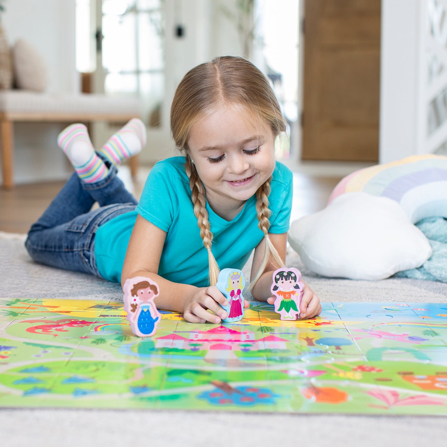 Peaceable Kingdom Fantasy Funland Puzzle & Play Set – Interactive Jigsaw Puzzle for Kids, Family Game Night & Educational Playtime
