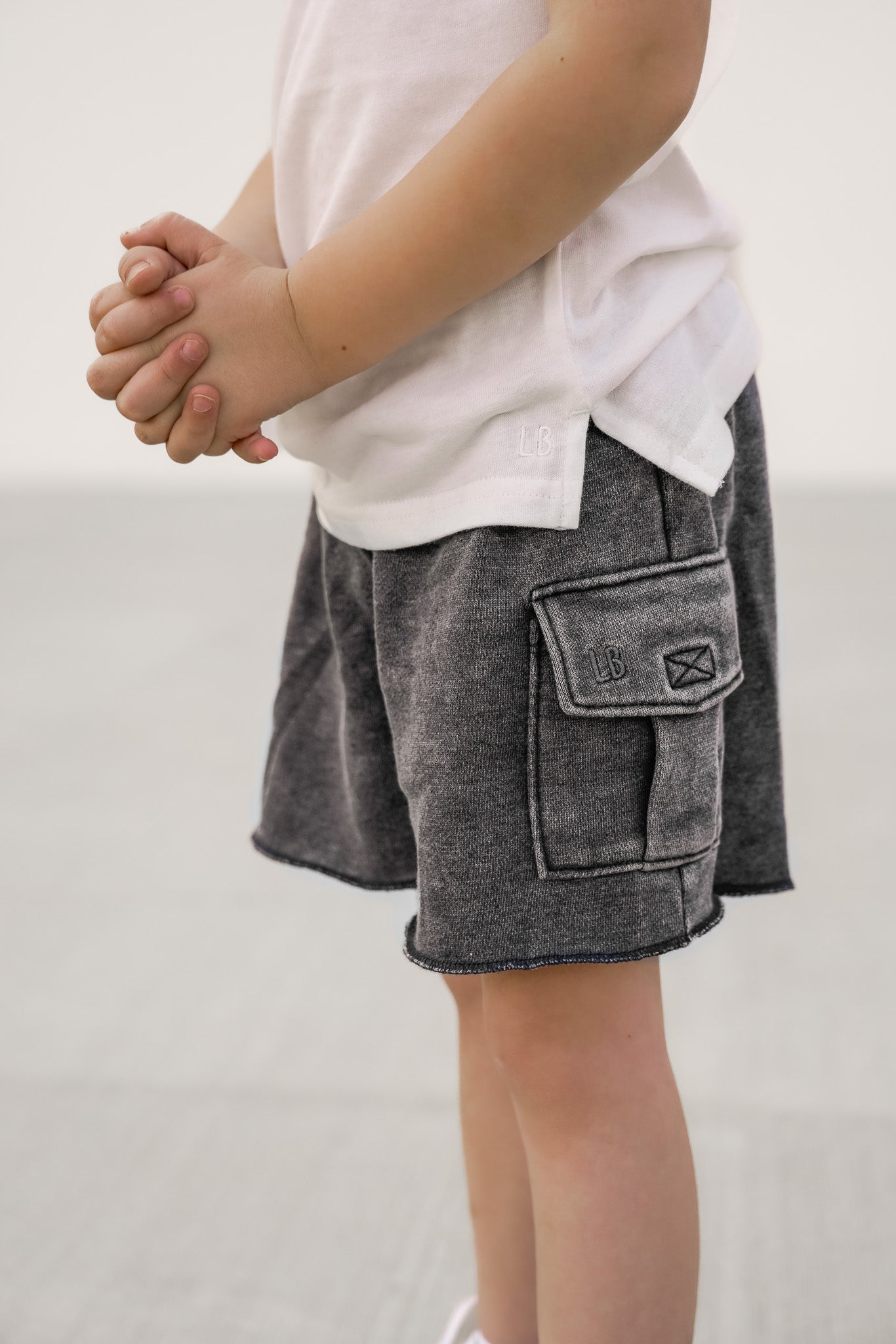 Raw Edge Cargo Shorts for Men - Charcoal Wash Distressed Denim | Casual Streetwear, Outdoor Adventure & Summer Style