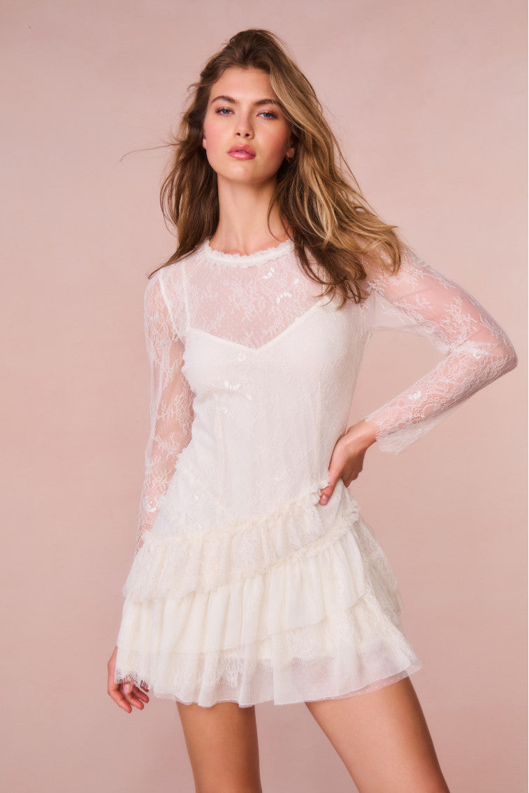 Amberleigh Lace Mini Dress - Elegant Floral Lace Party Cocktail Dress for Women | Perfect for Weddings, Date Nights & Special Occasions