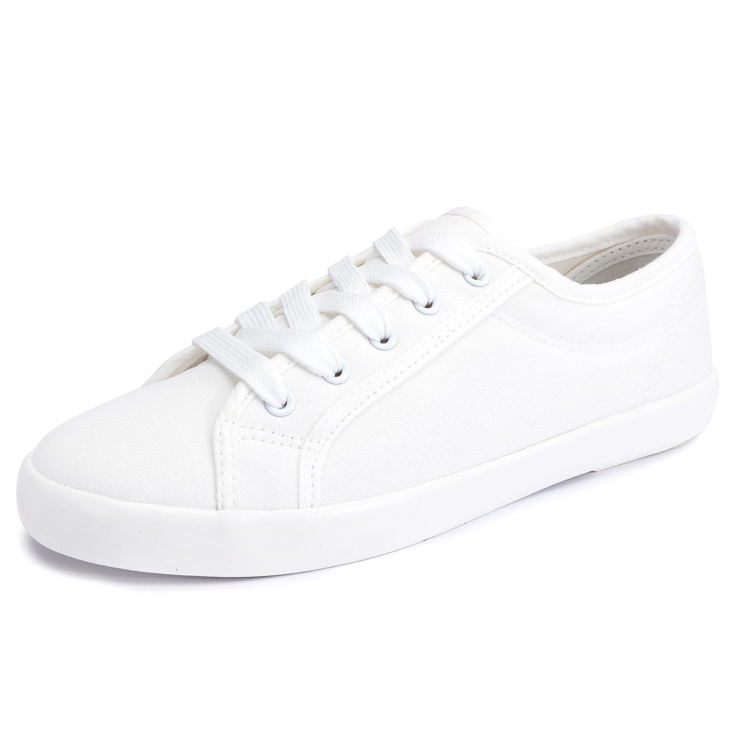 Women's Low Cut Canvas Lace-Up Casual Sneakers - Classic Comfortable Tennis Shoes for Walking, Running & Everyday Wear
