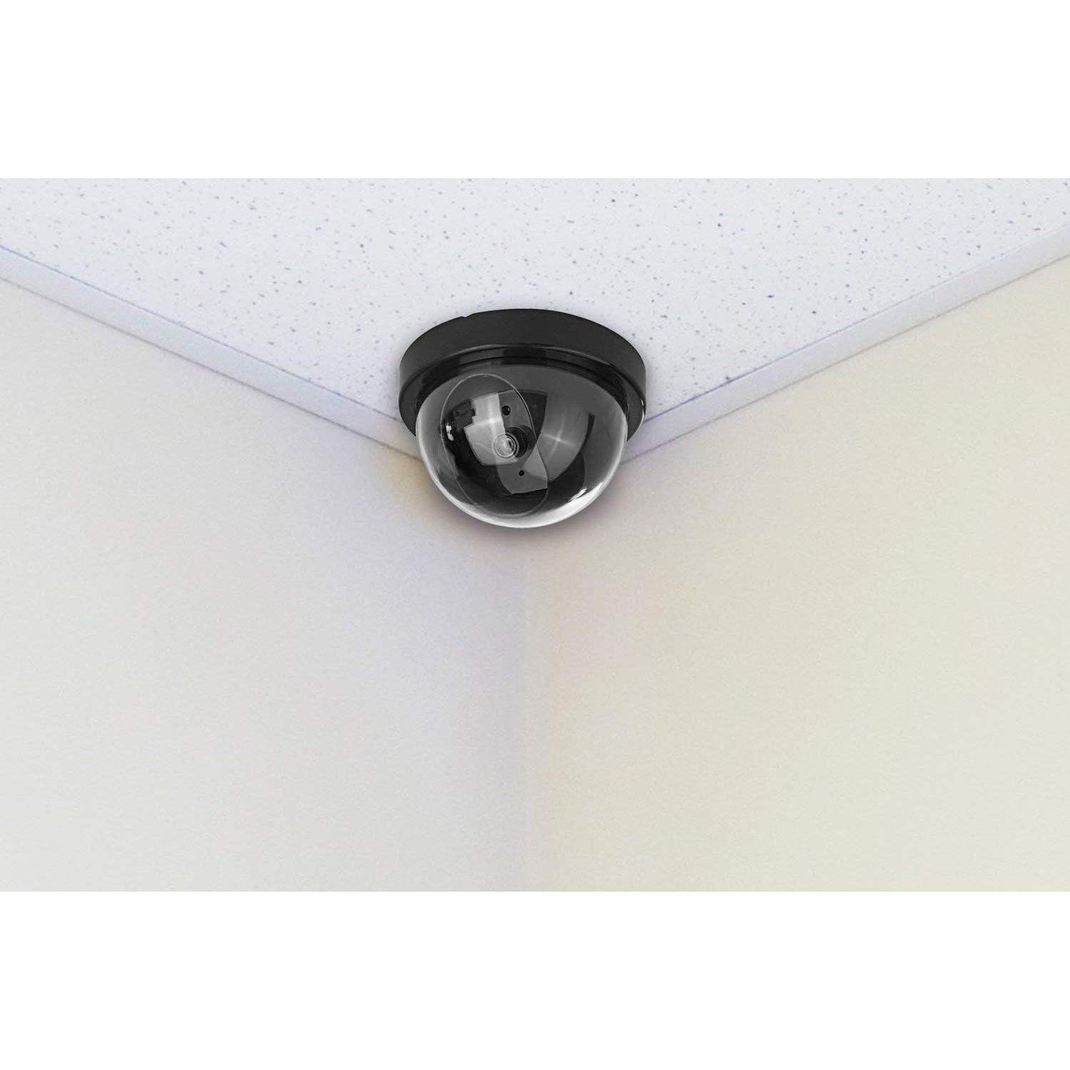 SUKHAD 2-Pack Dummy Security Camera with Blinking Red LED - Black | Fake Surveillance Camera for Home, Office & Store Deterrence