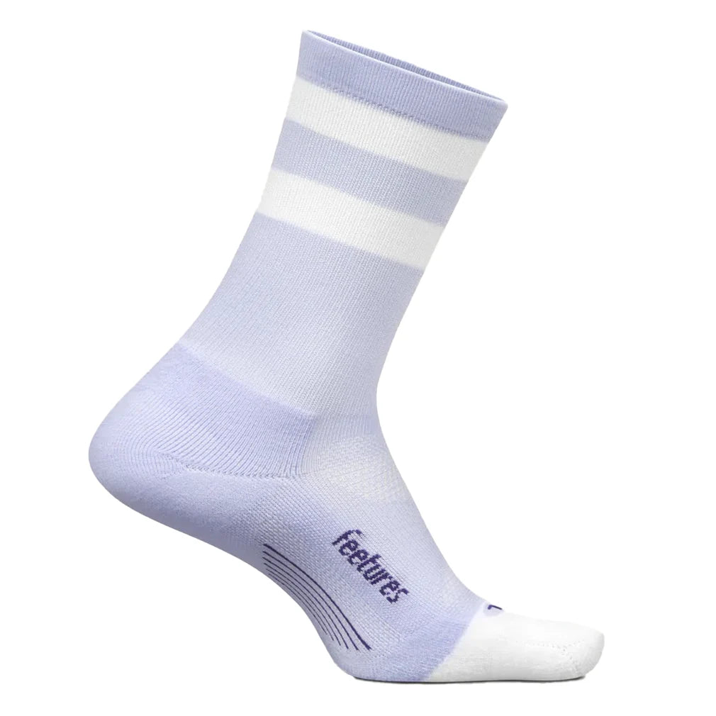 Elite Light Cushion Mini Crew Socks - Women's Athletic Stripe Socks for Running, Yoga & Casual Wear - High Top Comfort Socks in Lilac Color