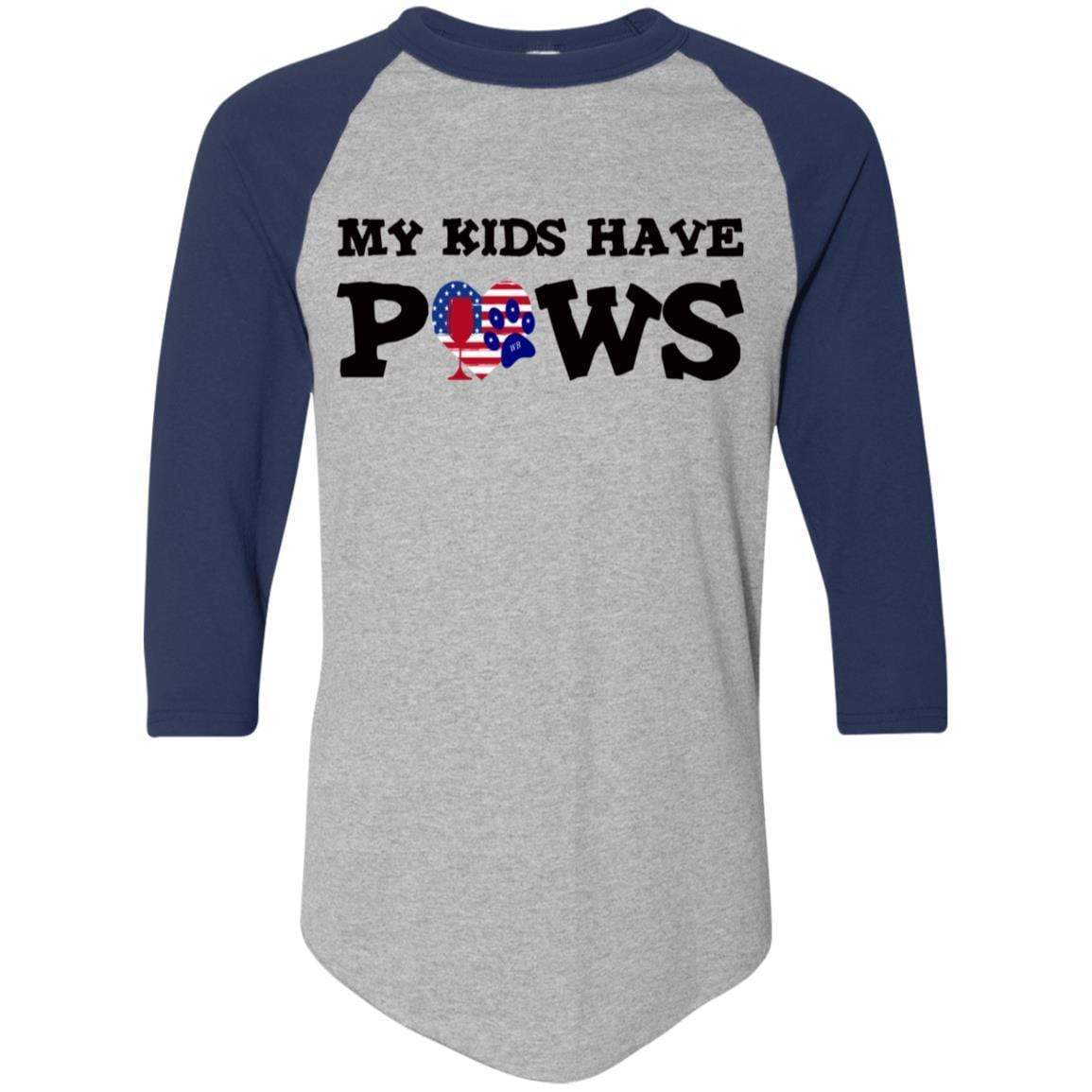 My Kids Have Paws Colorblock Raglan Jersey - Funny Dog Lover T-Shirt for Women | WineyBitches.Co | Perfect for Pet Owners, Dog Moms & Animal Lovers