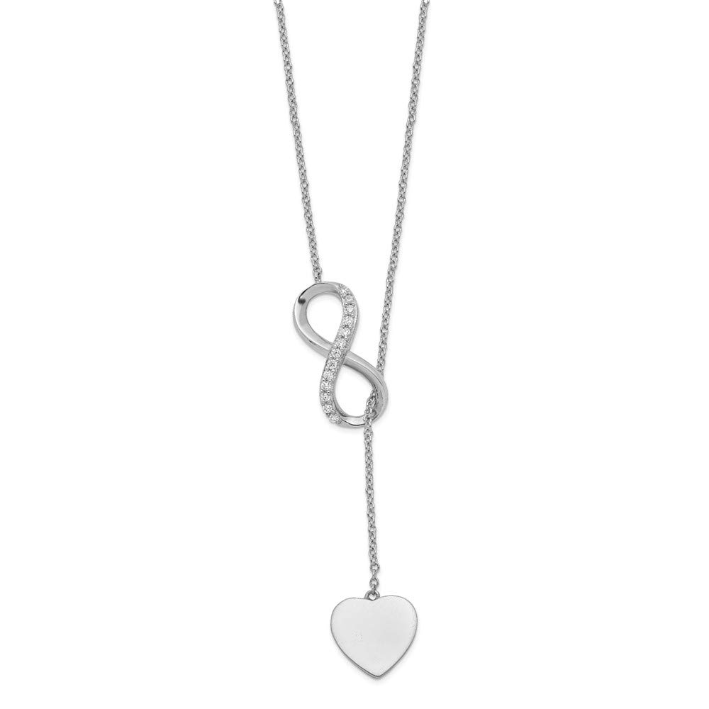 925 Sterling Silver Infinity Love Knot & Heart Pendant Necklace with CZ Cubic Zirconia - 16