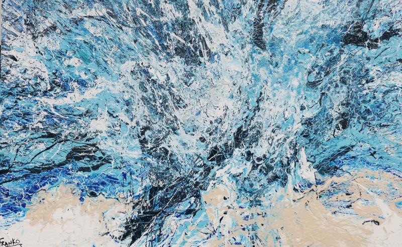 160cm x 100cm Blue Abstract Canvas Art - Modern Wall Decor for Living Room, Bedroom & Office - Handmade Contemporary Painting