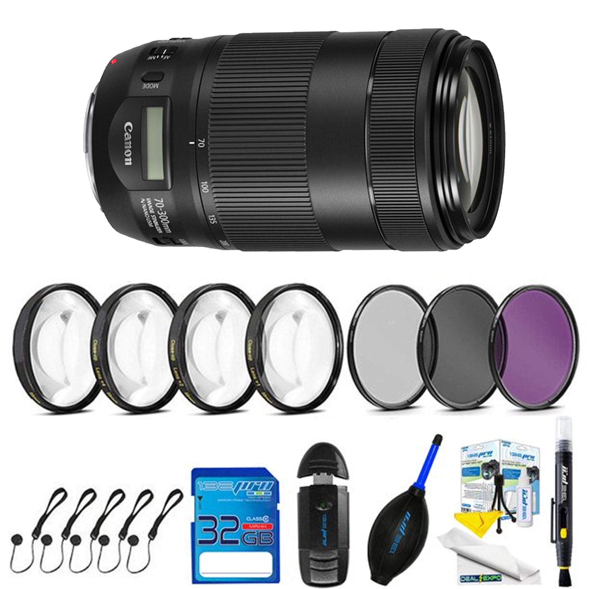 Canon EF 70-300mm f/4-5.6 IS II USM Telephoto Zoom Lens with 32GB Memory Card - Perfect for Wildlife, Sports & Portrait Photography
