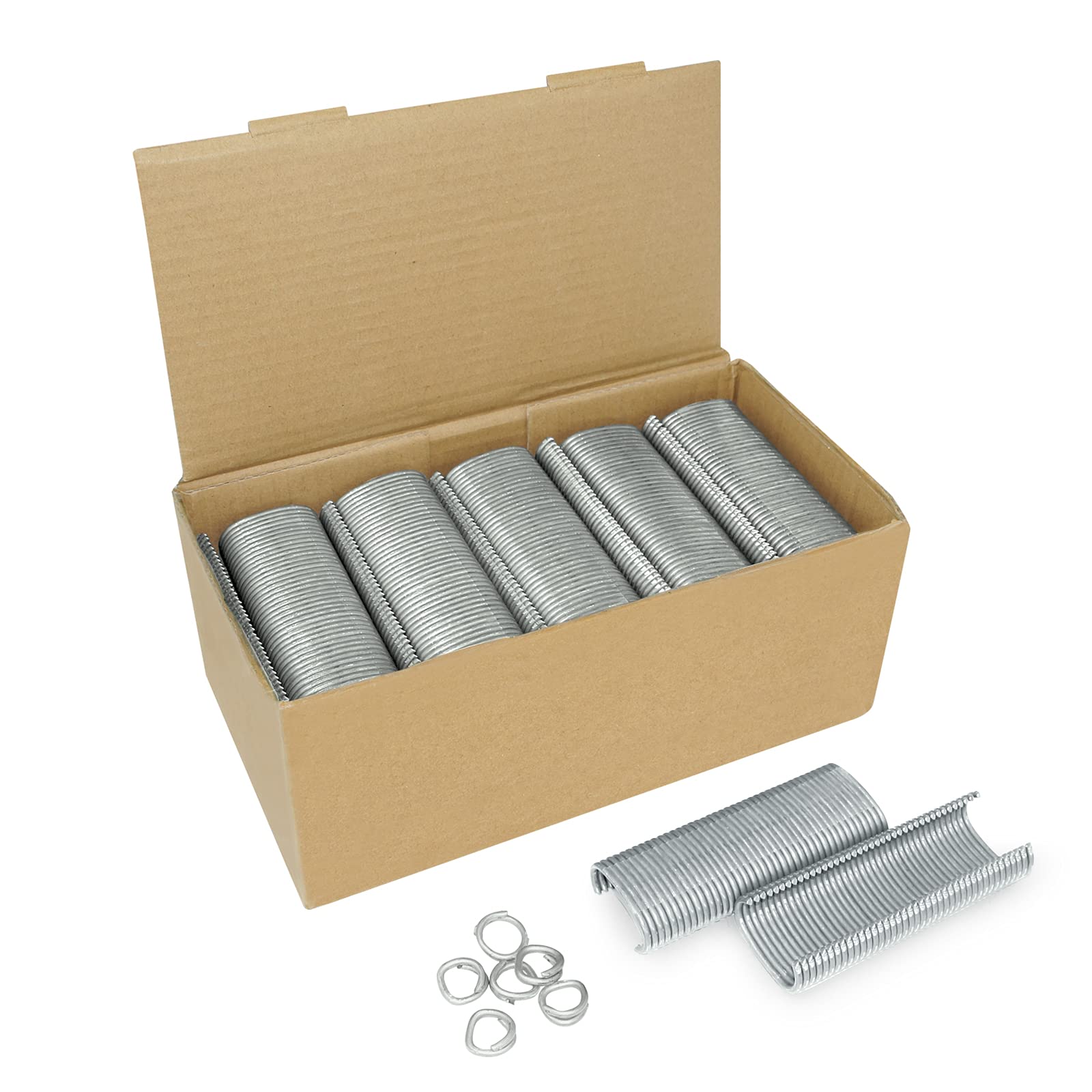 KIMSING - 11 Gauge AC50 Heavy Duty Zinc-Aluminum Alloy Hog Ring Staples, 1600PCS/BOX, 1 1/2'' (38.7mm) Crown, 13.5mm Closure Dia - Ideal for Wire Fencing, Gabion Construction, and Agricultural Fencing Projects