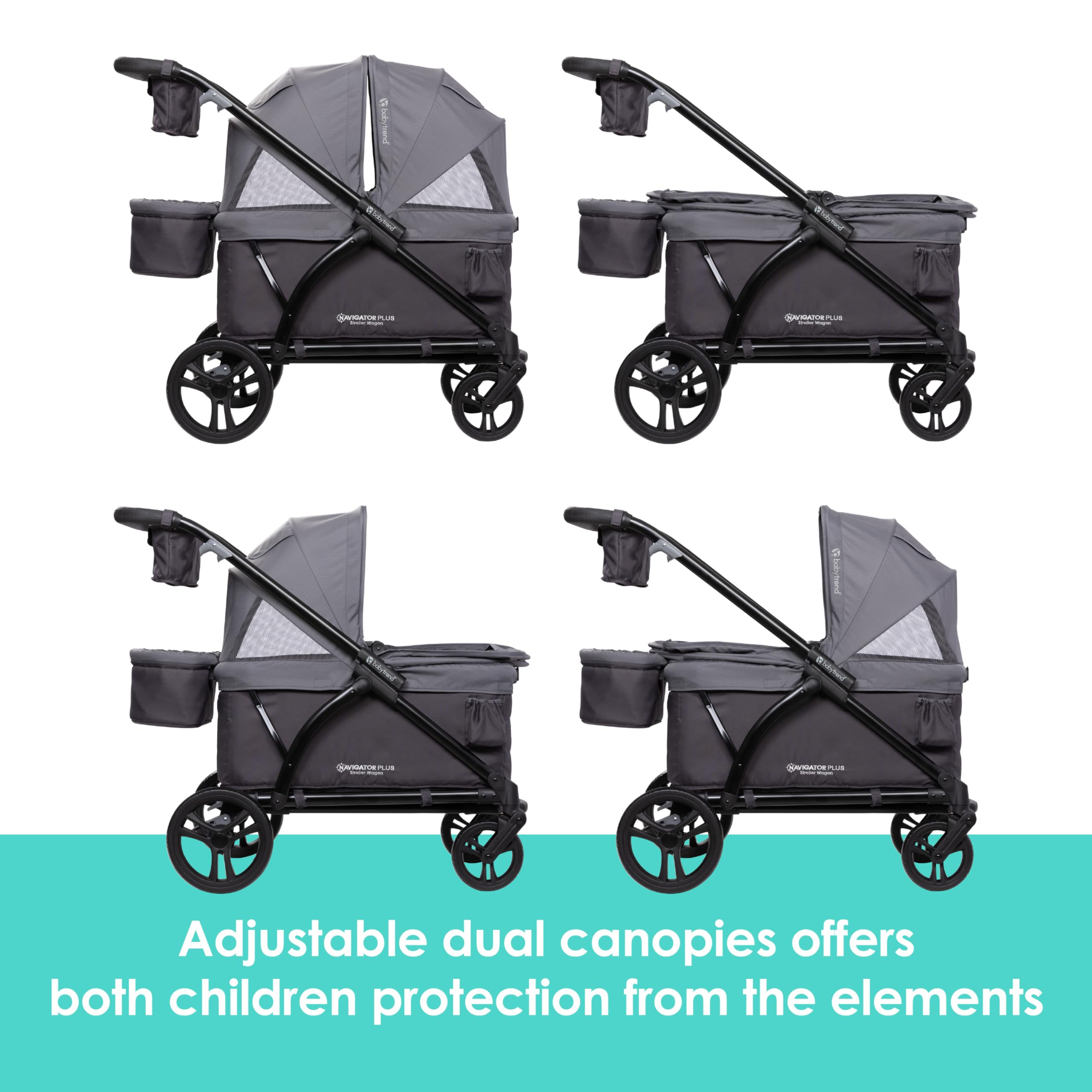 Baby Trend Navigator Plus 2-in-1 Stroller Wagon - Lightweight Convertible Stroller & Wagon Combo for Toddlers & Kids (Dash Midnight) | Perfect for Park Outings, Beach Trips & Family Adventures