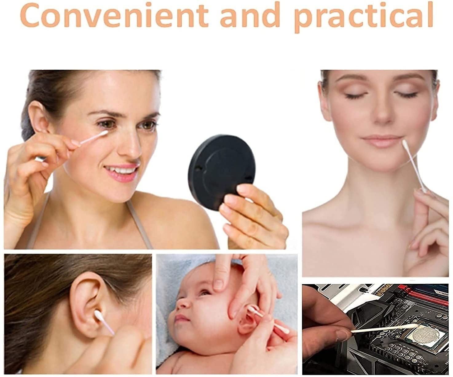 Premium Bamboo Cotton Swabs - 80 Soft & Gentle Ear Cleaning Buds for Wax Removal, Makeup, and Baby Care | Eco-Friendly & Hypoallergenic | Perfect for Home, Travel, and First Aid Kits