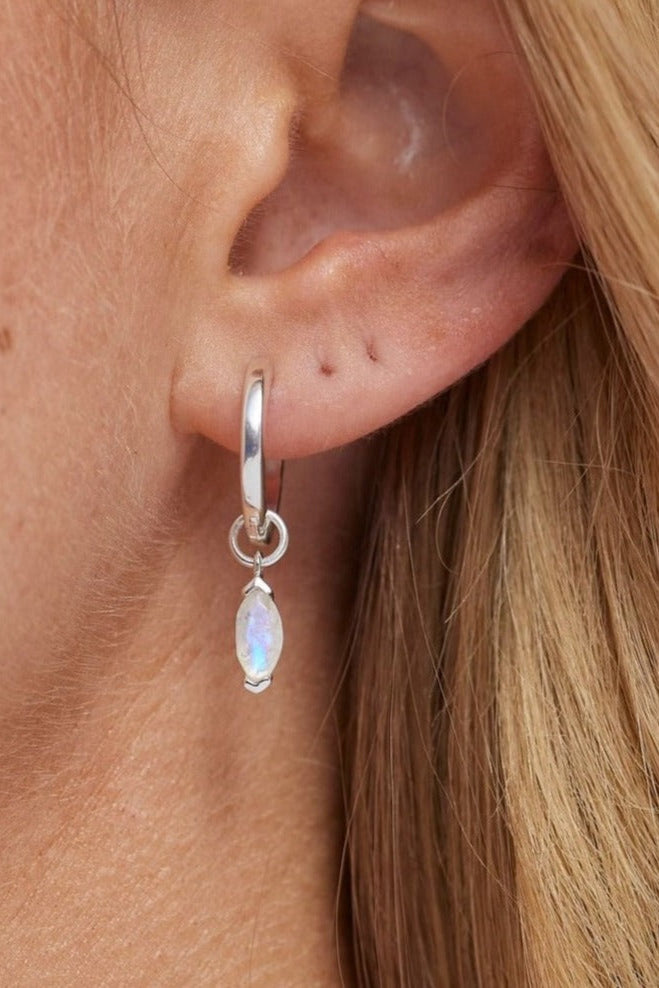 Marquise Moonstone Silver Charm Pendant - Elegant Sterling Silver Jewelry for Women - Perfect for Gifts, Weddings & Special Occasions