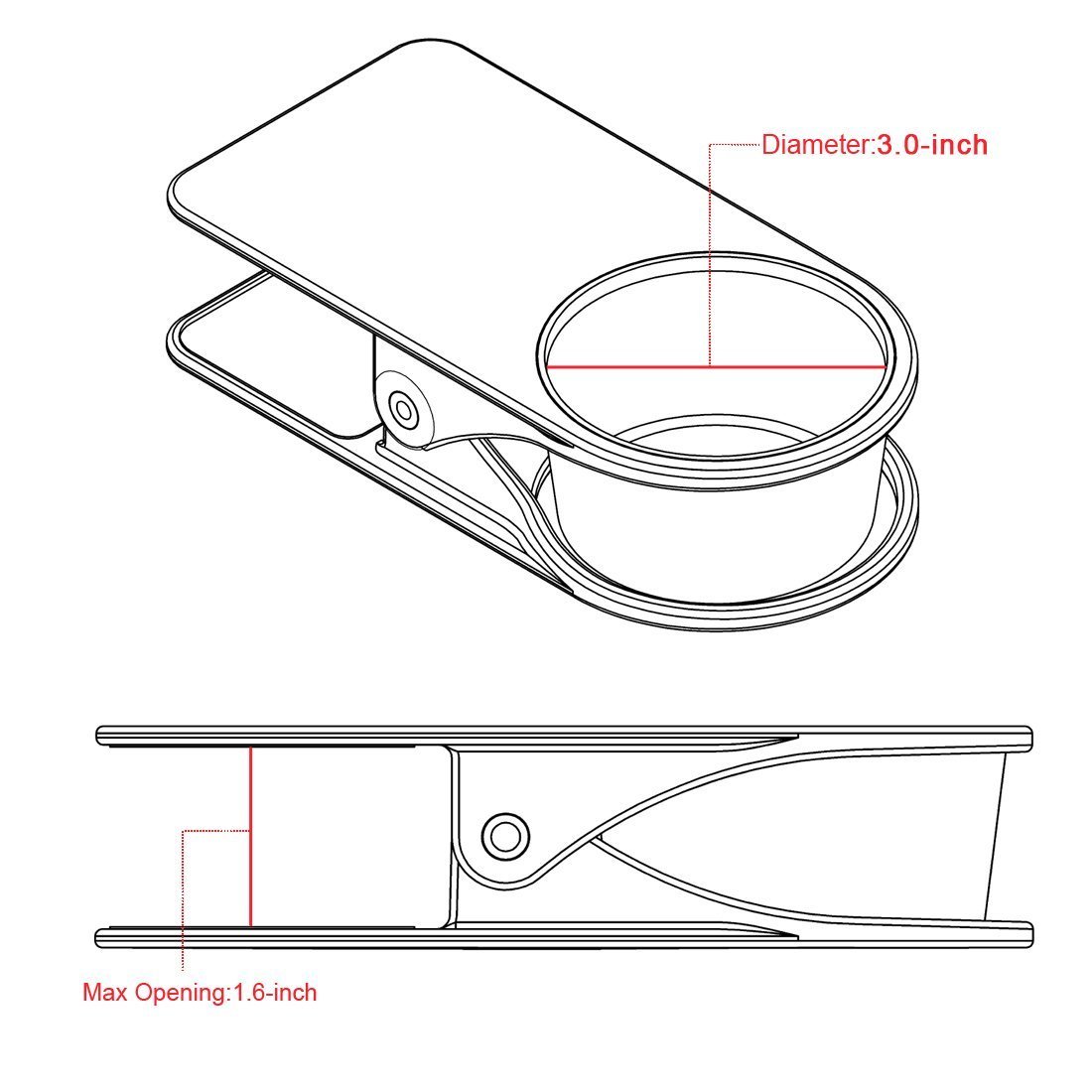 Sturdy Drink Cup Holder Clip for Home & Office - Adjustable Table Desk Side Mount for Water Bottles, Coffee Mugs & Beverage Cans | Perfect for Workstations, Study Desks & Car Use