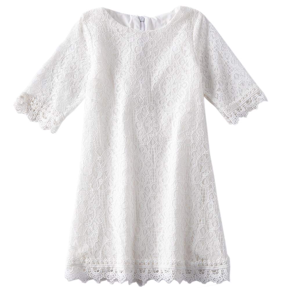 Niyage Girls Lace Toddler Dress - Elegant Flower Half Sleeve Party Princess Dress for Birthday, Wedding & Special Occasions