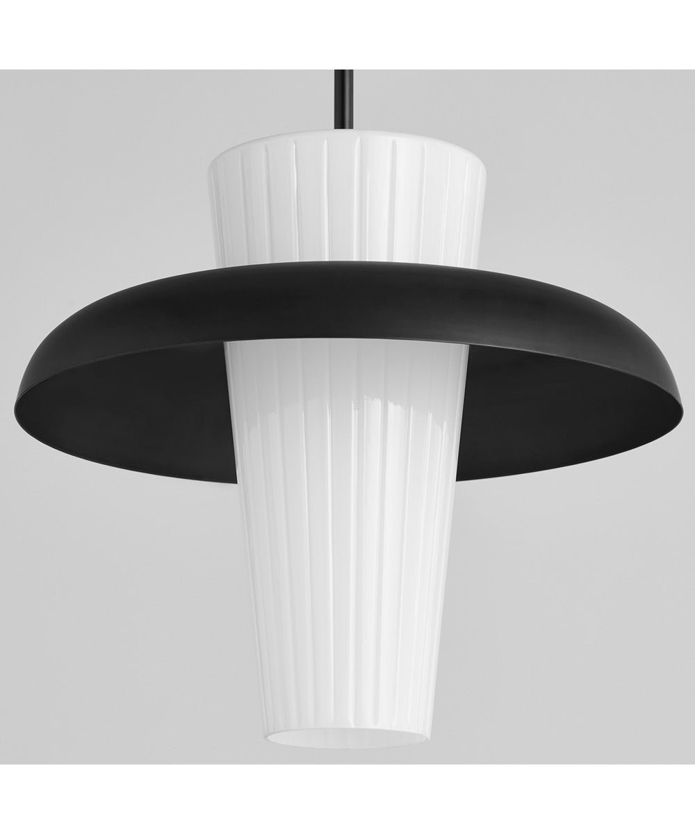 1 Light Pendant Light Fixture in Matte Black - Modern Hanging Light for Kitchen Island, Dining Room, or Bedroom