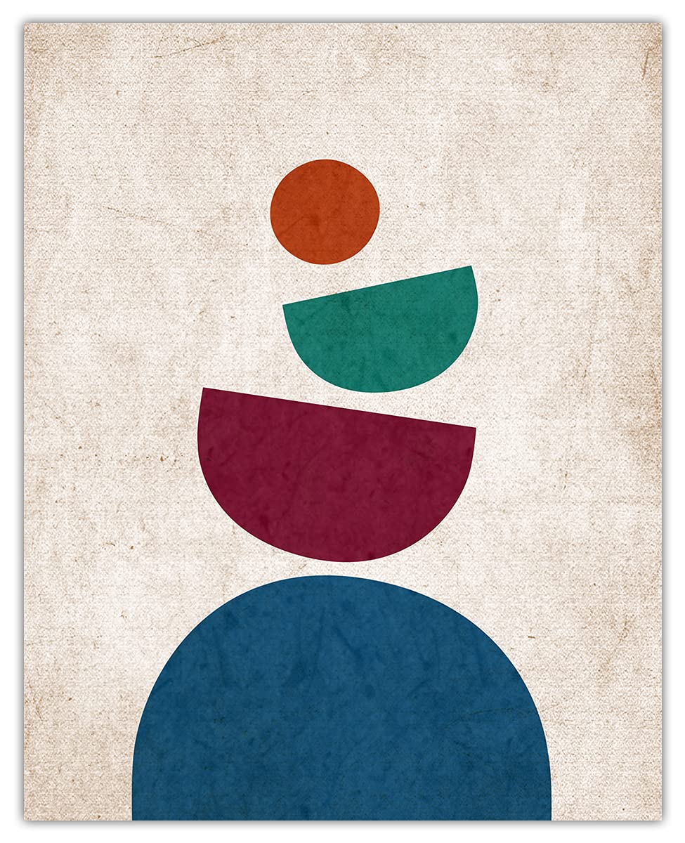 Geometric Balancing Stones Abstract Wall Art - Minimalist Aesthetic Boho Decor for Home Office Bedroom & Living Room - Unframed 8x10 Inch Posters | Perfect for Meditation Spaces, Yoga Studios & Modern Interior Design