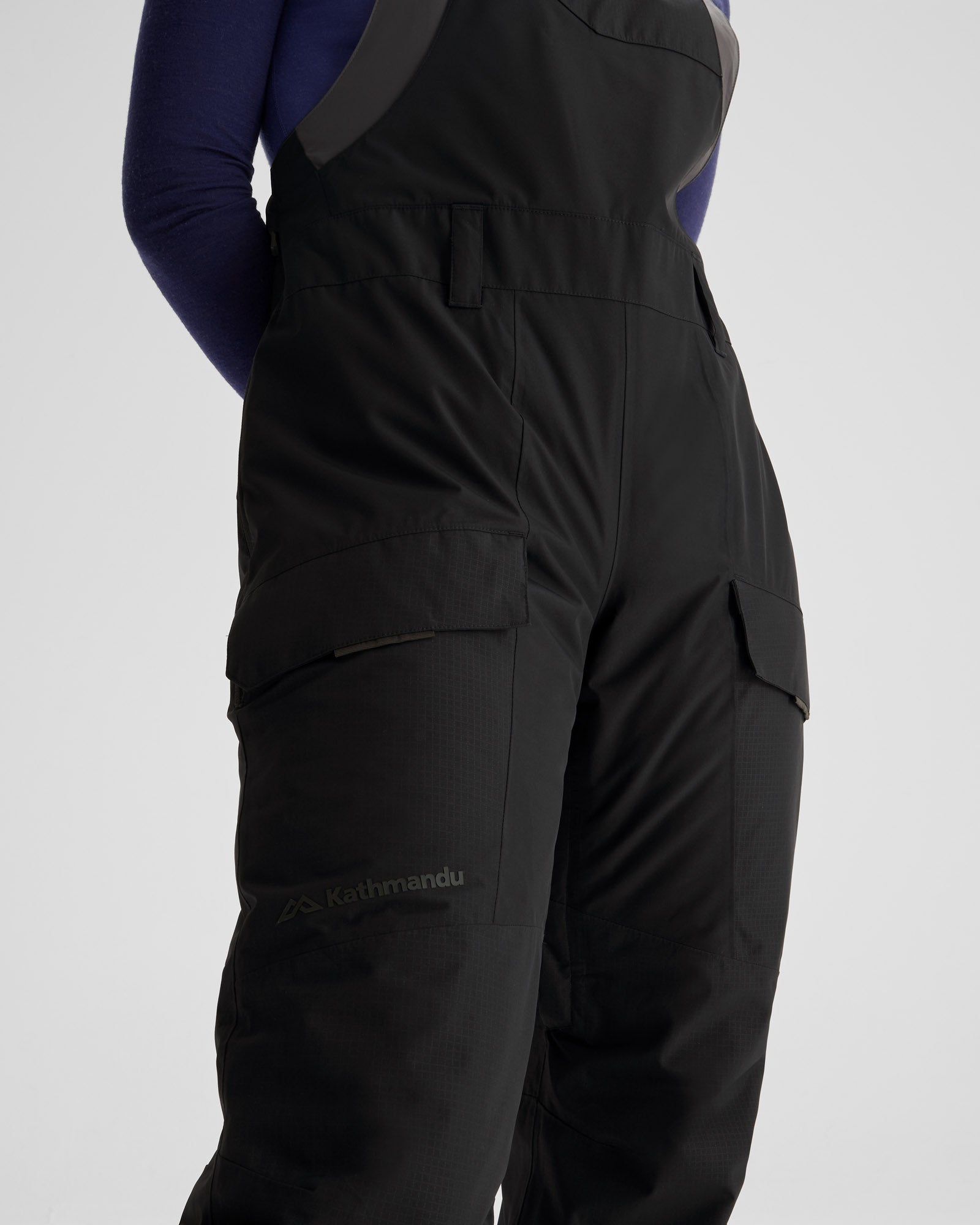PWDR Days Women's 2-Layer Insulated Bib Overalls - Waterproof Snow Pants for Skiing, Snowboarding & Winter Outdoor Activities (Black Stingray)
