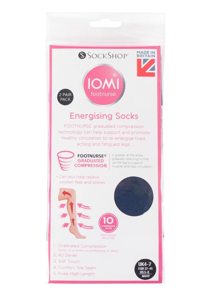 IOMI - 2 Pack Women's Knee High 40 Den Graduated Compression Socks for Energy & Circulation - Perfect for Running, Travel & Work