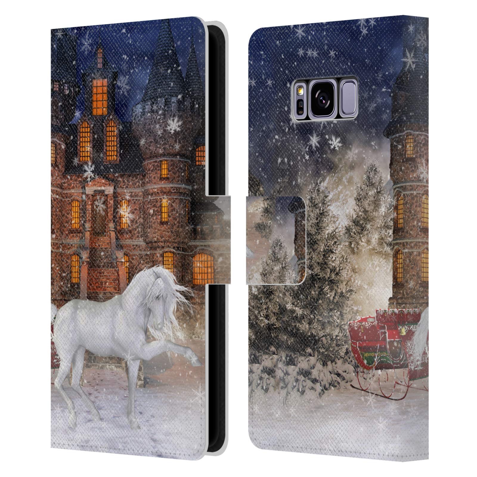 Simone Gatterwe Christmas Horses Leather Book Wallet Case for Samsung Galaxy S8 - Perfect Gift for Holidays & Everyday Use