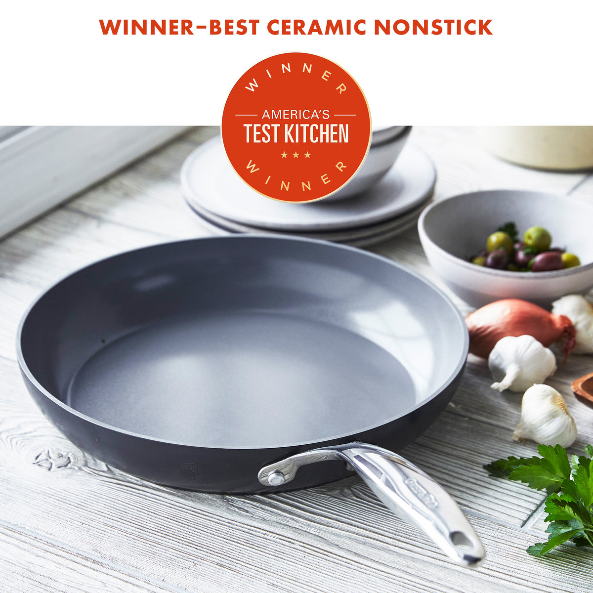 Valencia Pro Ceramic Nonstick 12-Inch Frying Pan - PFOA Free, Dishwasher Safe Skillet for Healthy Cooking - Perfect for Sautéing, Frying & Omelets in the Kitchen