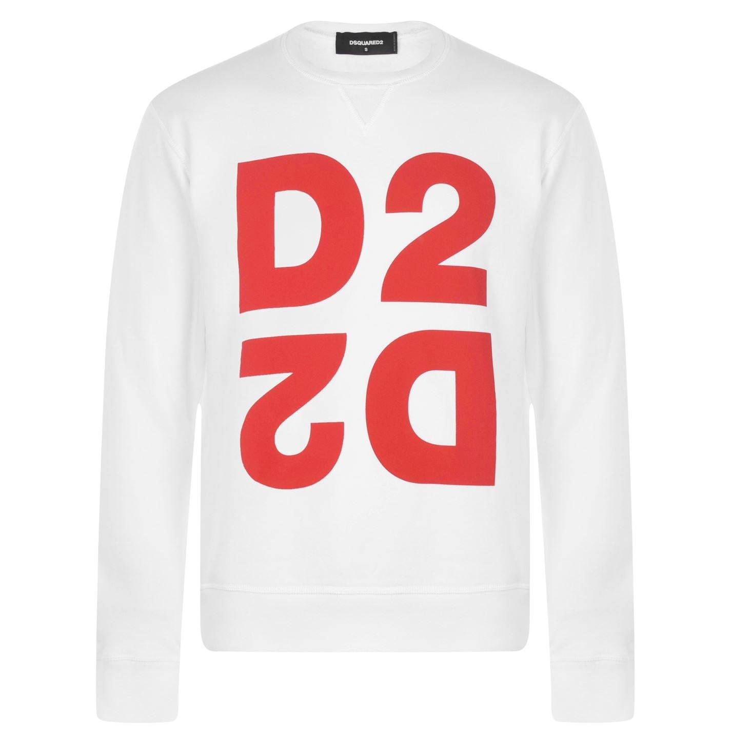 DSQUARED2 Men's White Cotton Crewneck Sweatshirt | Casual Pullover Top for Streetwear & Everyday Wear | Perfect for Gym, Lounge & Outfits