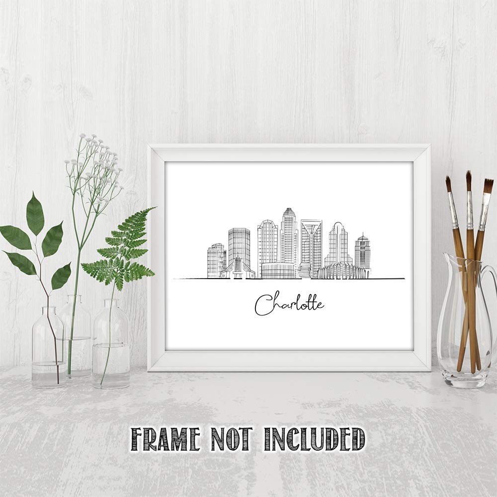 Charlotte Skyline Wall Art Print 11x14 - Perfect for Bedroom & Home Decor