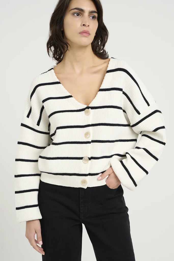 Gestuz Women's Meba Striped Cardigan Sweater - Cozy Knit Open Front Long Sleeve Wrap for Fall & Winter | Casual Office Wear, Weekend Outfits, Layering Essential