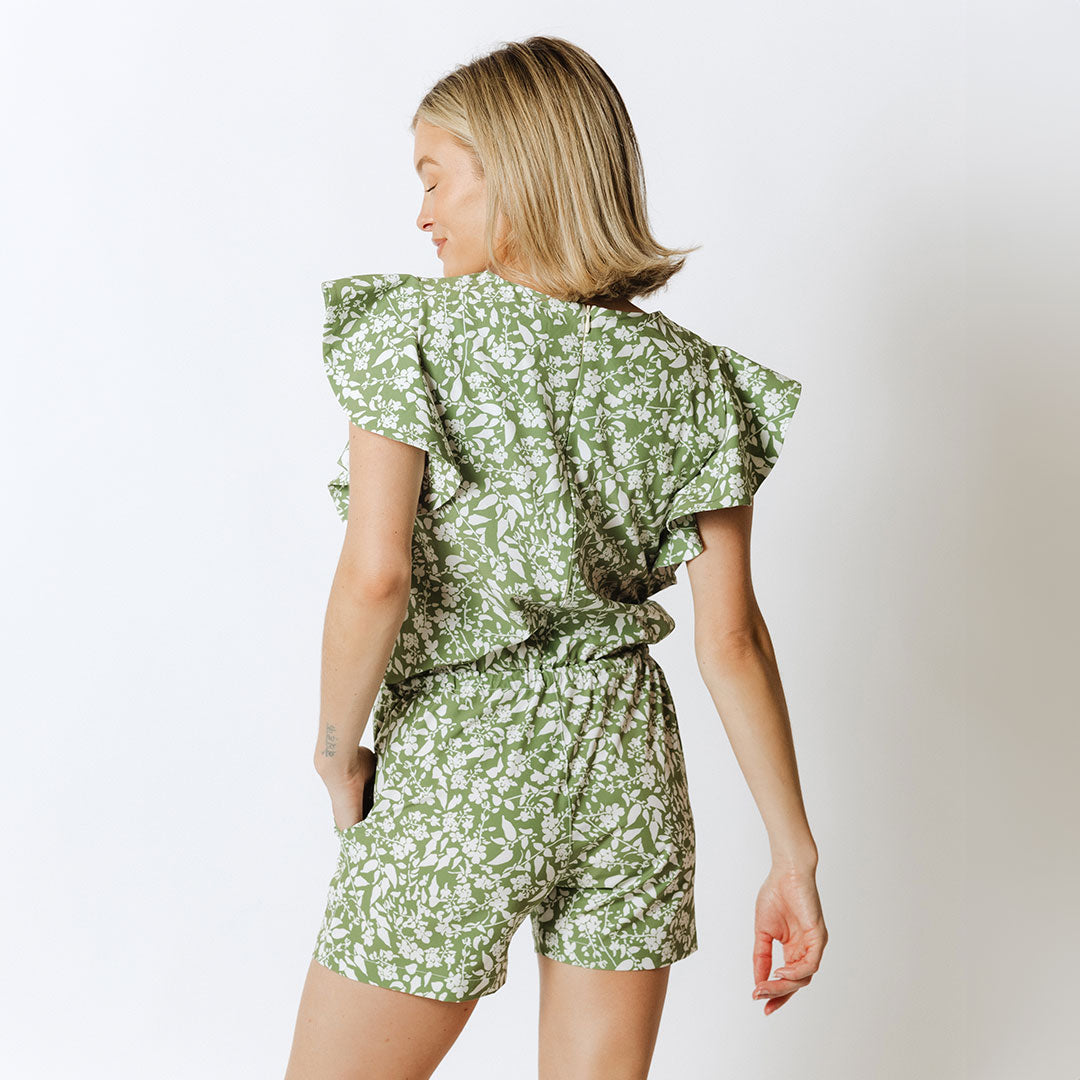 9 to 9 Romper for Women - Soft Sage Ivy Jumpsuit, Casual & Comfortable Outfit for Daytime Wear, Perfect for Brunch, Shopping or Weekend Relaxation