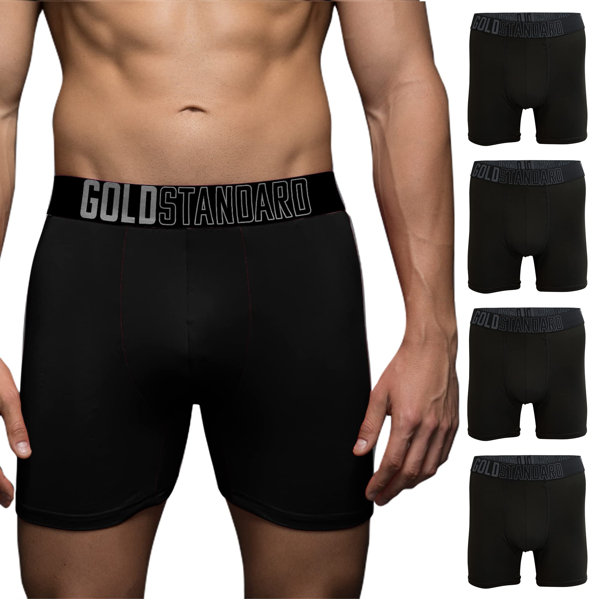 4-Pack Men's Performance Athletic Boxer Briefs - Moisture Wicking & Anti-Chafing Underwear for Running, Gym & Everyday Comfort