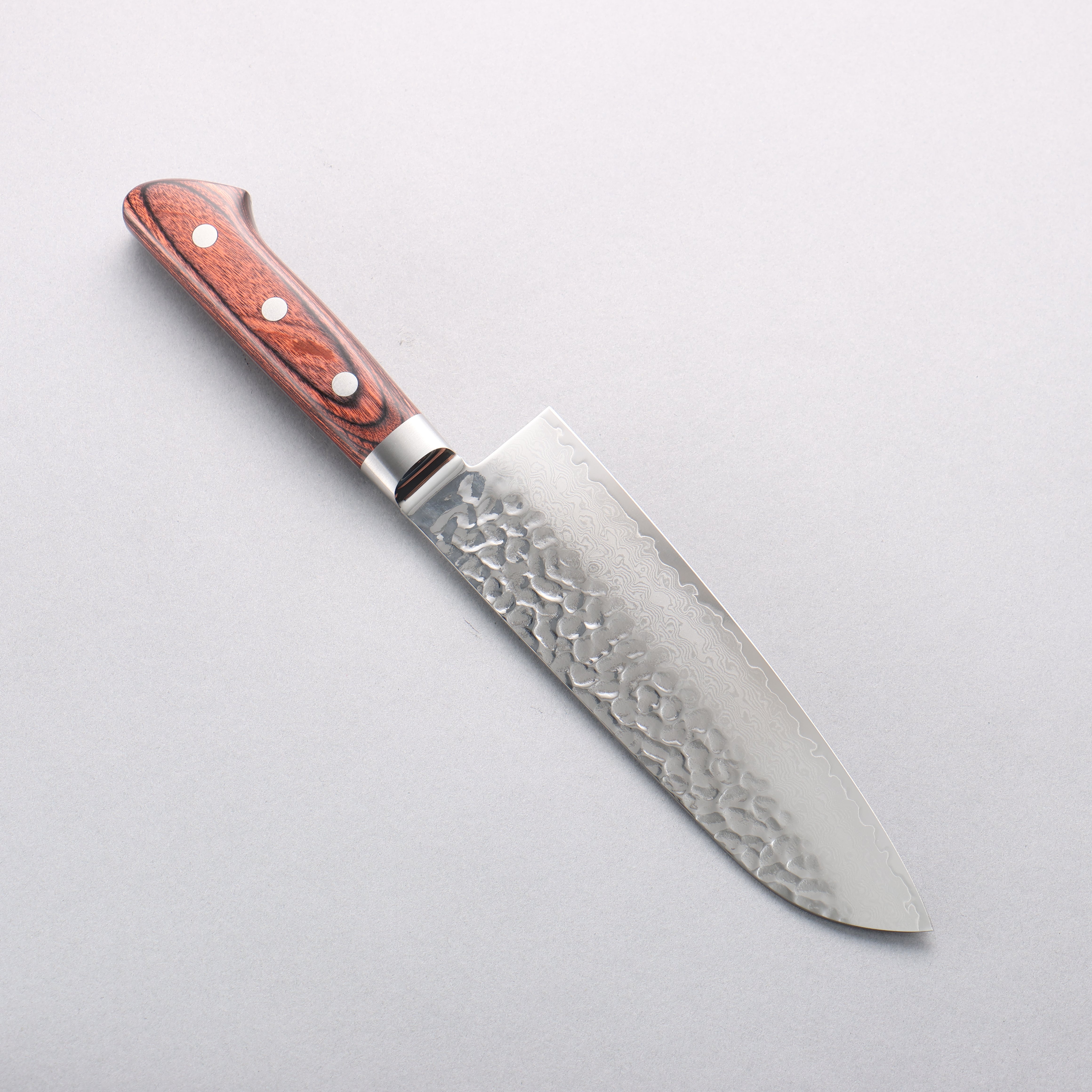 Premium Seisuke VG10 33-Layer Damascus Santoku Knife 170mm - Japanese Chef Knife with Brown Pakkawood Handle & Protective Sheath - Ideal for Slicing, Dicing, and Chopping Vegetables, Meat, and Fish