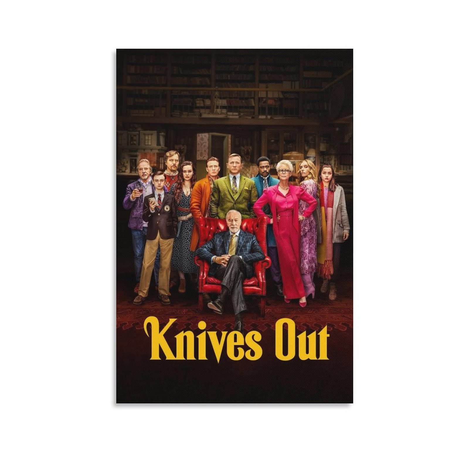 Longmei Knives Out Movie Poster Canvas Wall Art - 08x12inch (20x30cm) Framed Picture Print for Home Decor, Office, Theater Room & Gift Ideas - Premium Hanging Photo Artwork for Movie Fans