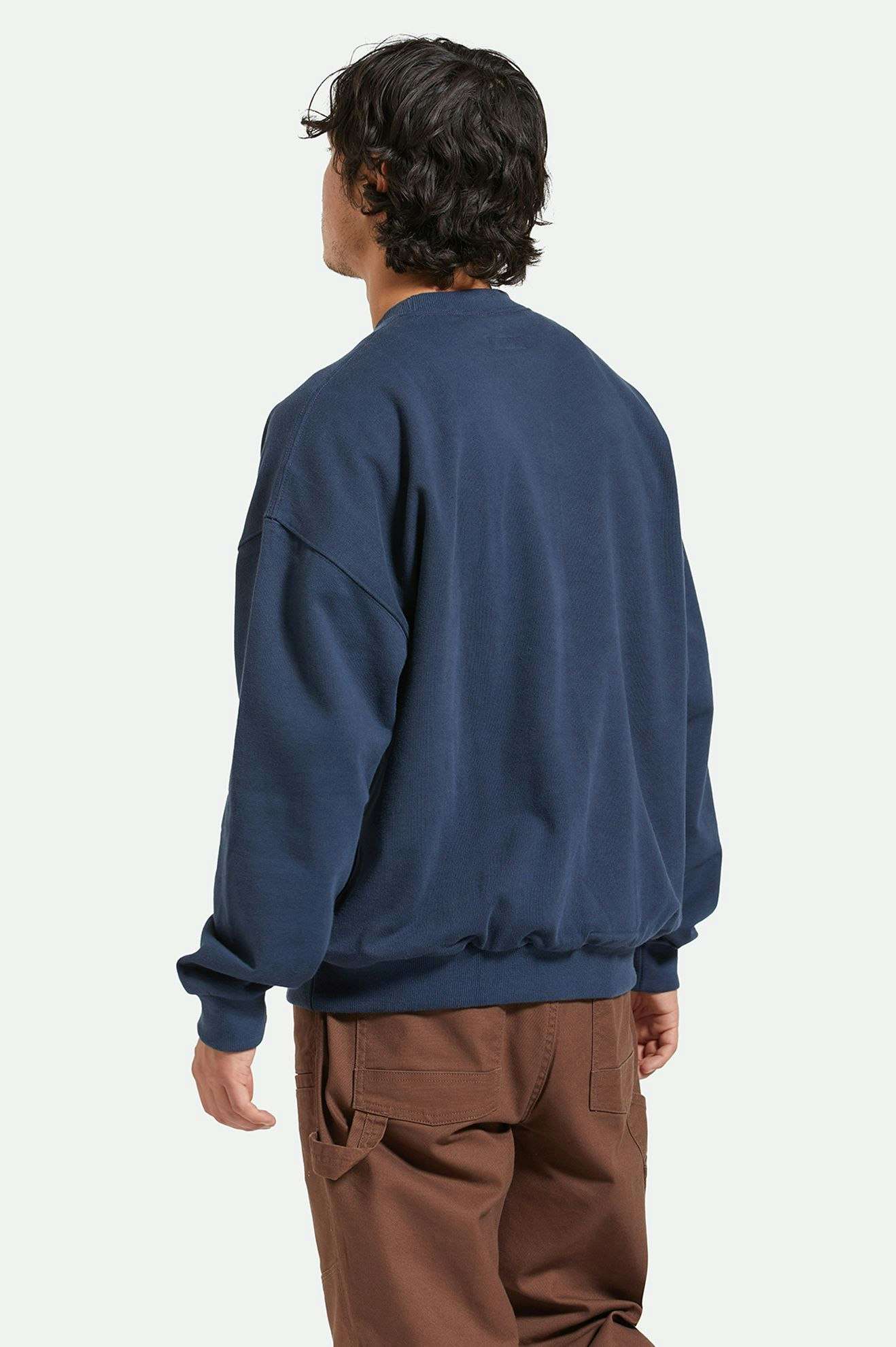 Embroidered Heavyweight Oversized Crewneck Sweatshirt - Washed Navy Blue | Comfortable & Stylish Pullover for Men & Women | Perfect for Casual Wear, Street Style & Loungewear