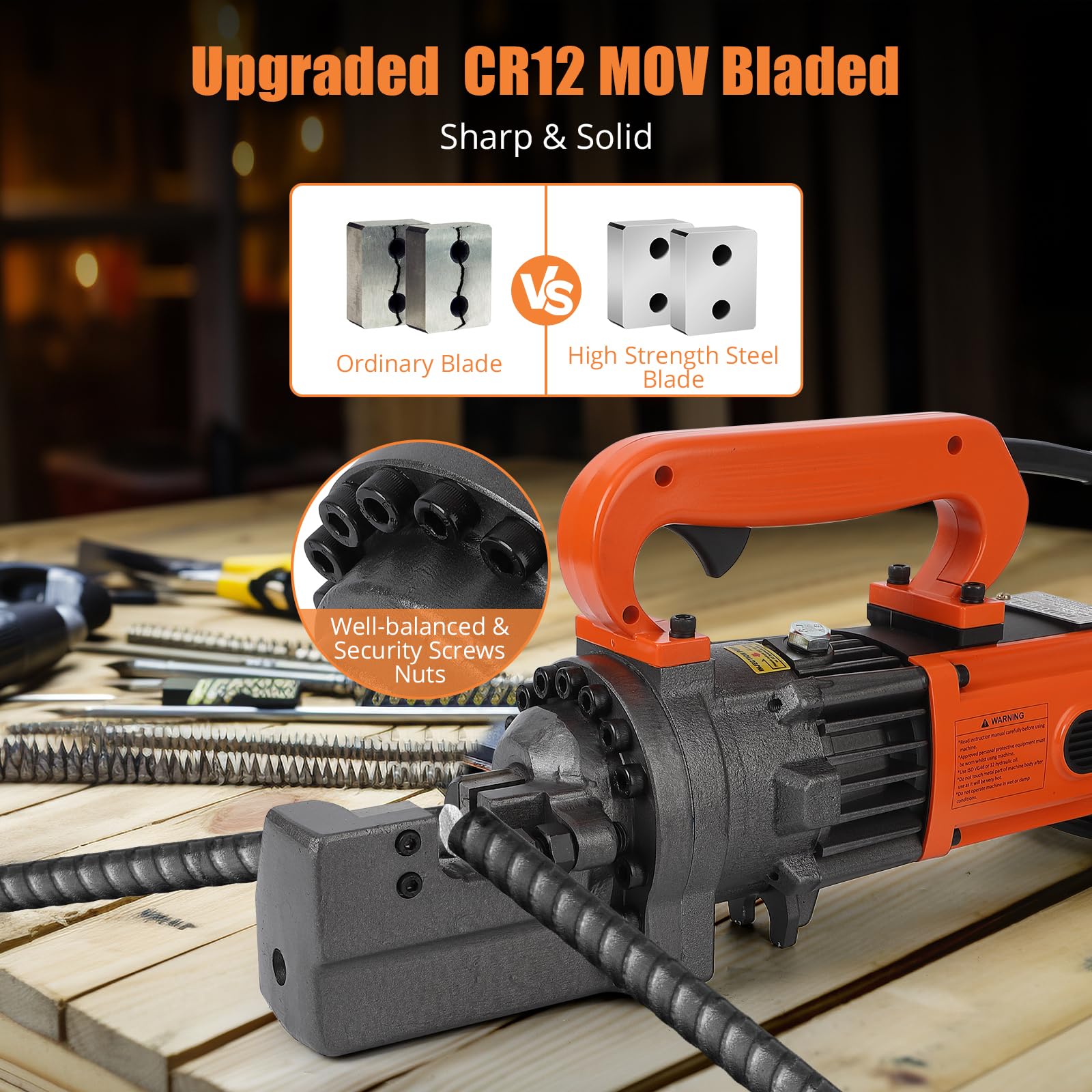 GARVEE 1700W Electric Hydraulic Rebar Cutter - Professional Steel Bar Cutting Tool for 4-25mm Diameter (RC 20) - Perfect for Construction Sites, Metal Fabrication, and DIY Projects