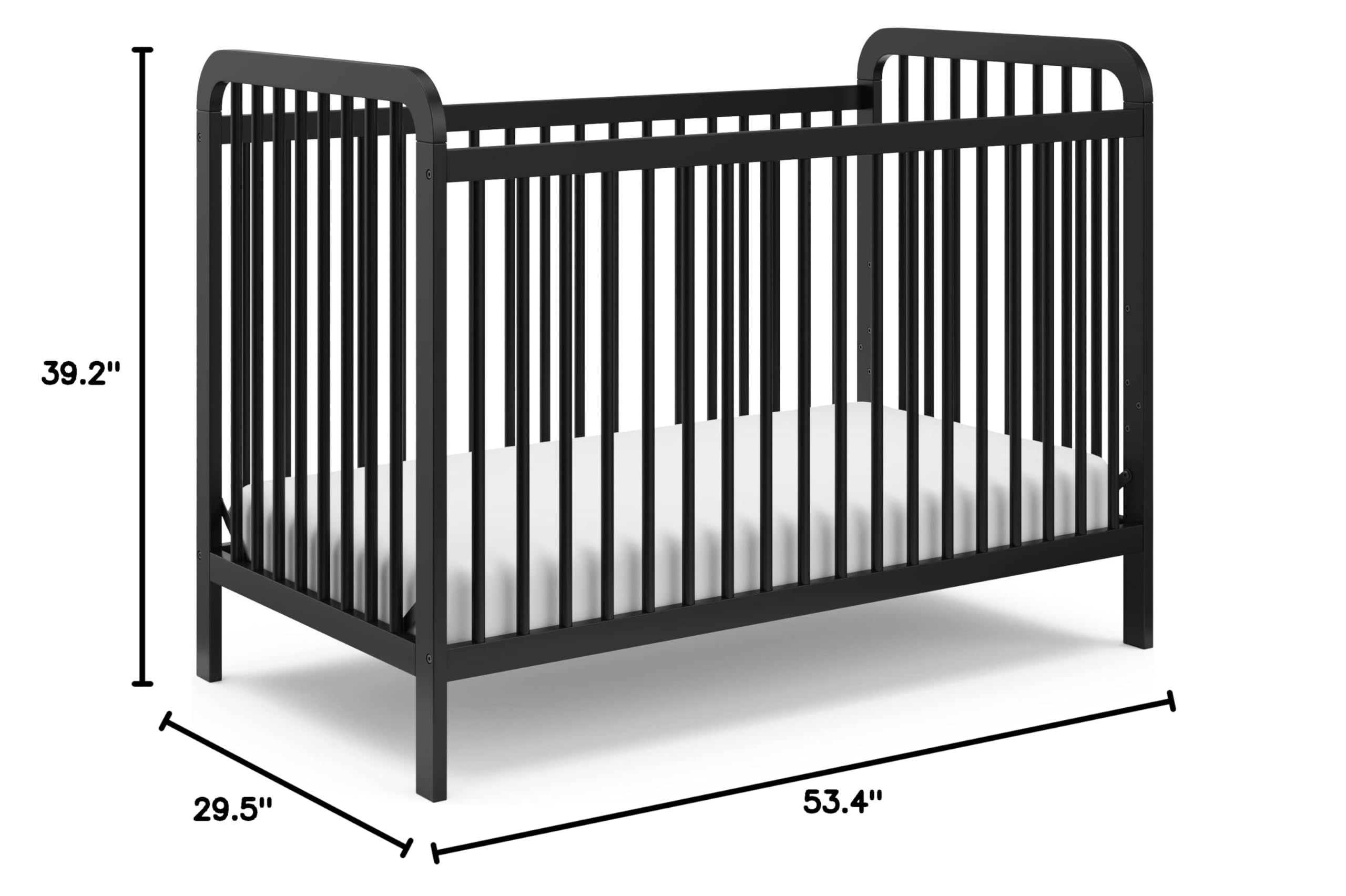 Storkcraft Pasadena 3-in-1 Convertible Baby Crib (Black) – GREENGUARD Gold Certified, Converts to Daybed & Toddler Bed, Fits Standard Full-Size Crib Mattress, Adjustable Height – Perfect for Nursery, Bedroom & Growing Toddlers