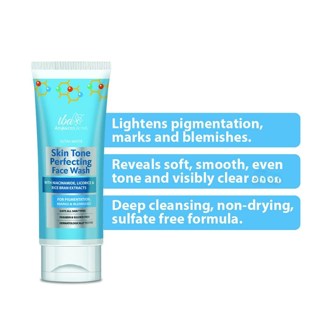 Tone Perfecting Face Wash - No Parabens & Sulfates, High Foam Cleanser for Glowing Skin | Halal Certified, Vegan, 100ml - Perfect for Morning & Night Skincare Routine