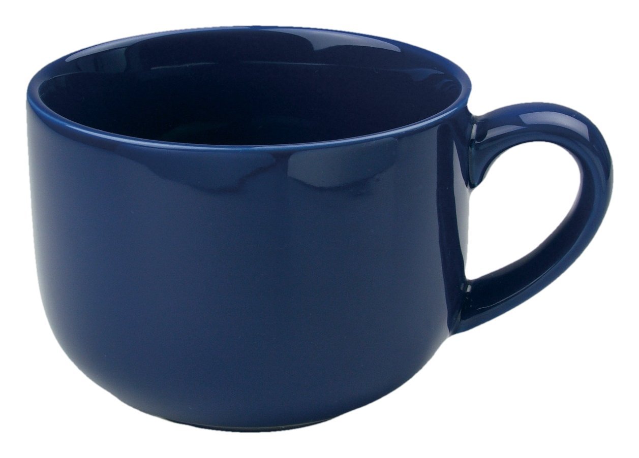Extra Large 24oz Latte Coffee Mug with Handle - Navy Blue Ceramic Soup Bowl for Hot Drinks & Soup - Perfect for Home, Office & Gifts