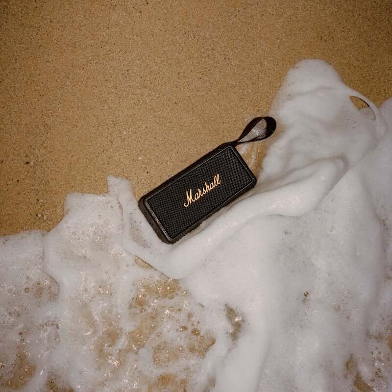 Marshall Middleton Portable Bluetooth Speaker - Black/Brass | Wireless Outdoor Speaker for Camping, Beach & Travel