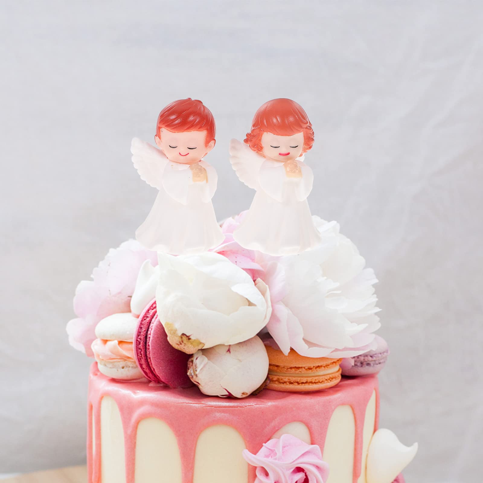 NUOBESTY Resin Angel Cake Toppers - Boy & Girl Figurine Statues for Birthday & Wedding Decor (2-Piece Set) | Elegant Cake & Table Decoration for Parties, Baby Showers & Anniversaries