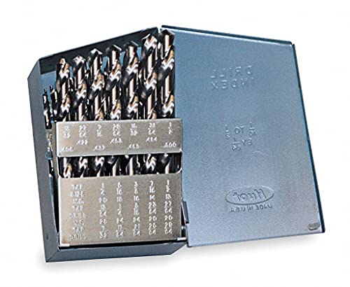 Chicago-Latrobe Screw Machine Drill Bit Set - 29-Piece High Speed Steel Black Oxide Drill Bits (135° Point Angle) - Perfect for Metalworking, Woodworking & DIY Projects