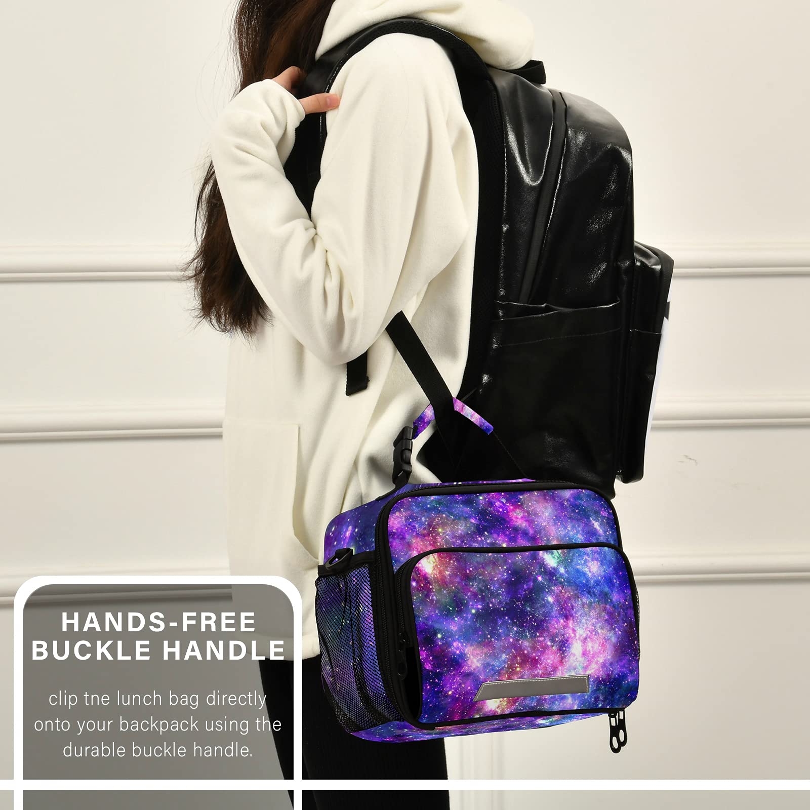 Galactic Universe Tie Dye Insulated Lunch Box for Women & Girls - Reusable Cooler Tote Bag for Work, School, Picnic & Outdoor Activities | Cute Shoulder Lunch Bag for Office, College & Beach Trips