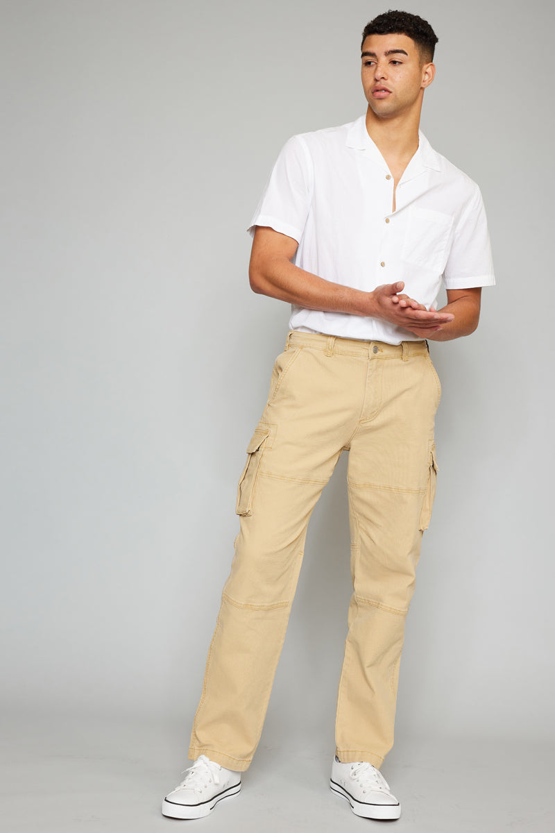 Nelson Camel Relaxed Cargo Pants for Men - Comfortable Casual & Outdoor Work Pants with Multiple Pockets | Perfect for Hiking, Travel, and Everyday Wear
