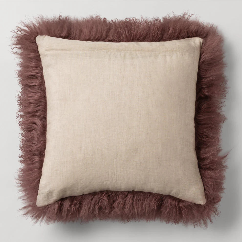 Sheridan Bligh Mongolian Lambswool Breakfast Cushion - Ivory White Soft Throw Pillow for Sofa, Bed, Reading Nook - Cozy Home Decor & Living Room Accent