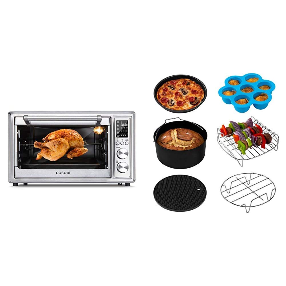 COSORI 12-in-1 Air Fryer Toaster Oven with Rotisserie - Convection Oven with Pizza Pan, Baking Pan, Rack & Skewers - Perfect for Baking, Roasting & Air Frying at Home