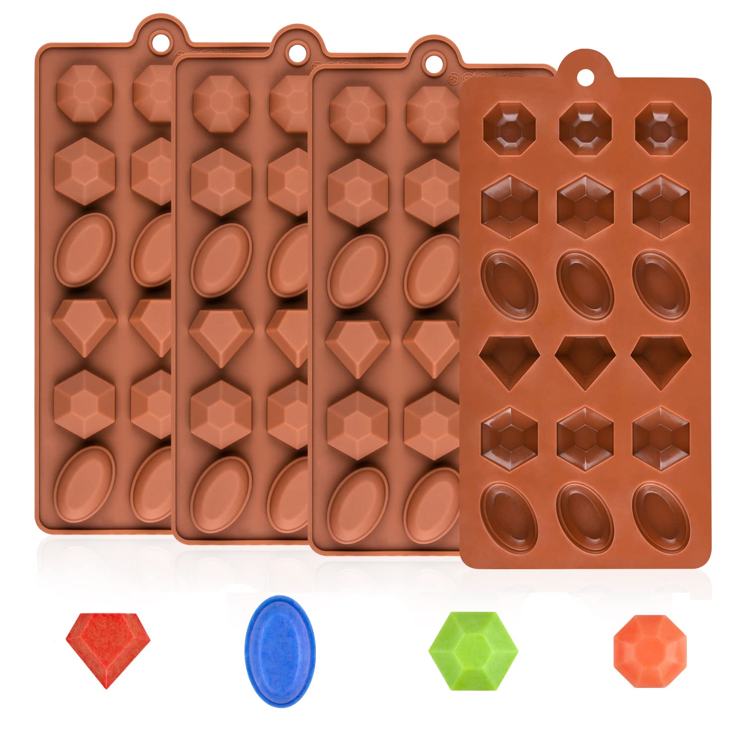 Premium Non-Stick Silicone Chocolate Molds Set of 4 - Food Grade Baking Candy Molds for Homemade Chocolate Bars, Candies & Snacks - Perfect for Valentine's Day, Birthday Parties & Holiday Gift Making