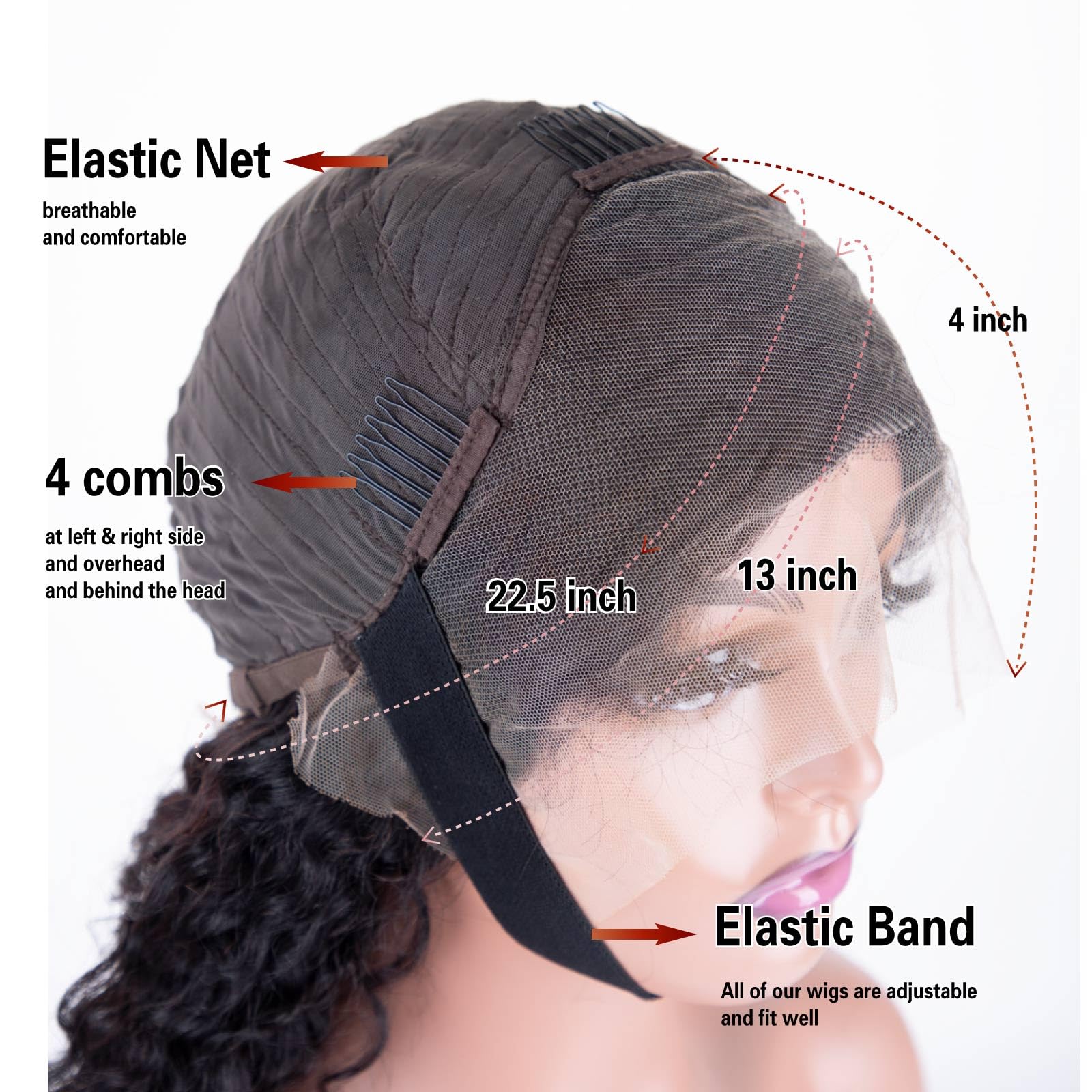13x4 Deep Wave Lace Front Wigs Human Hair 180% Density | Pre Plucked HD Lace Curly Wigs for Black Women | Wet & Wavy Human Hair Frontal Wig with Baby Hair | Perfect for Daily Wear, Parties & Special Occasions
