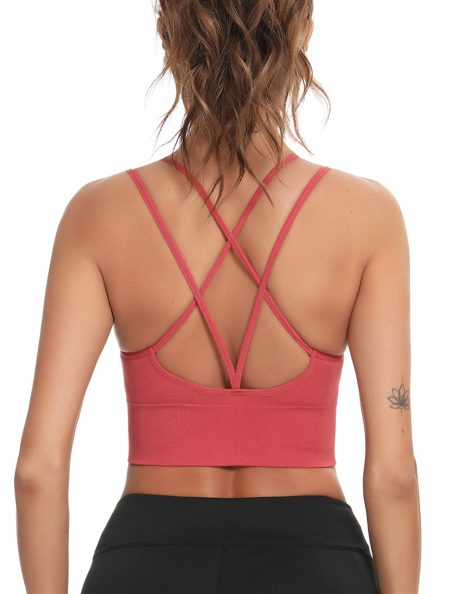 Enjoyoself Women's Strappy Sports Bra - High Support Yoga Running Gym Workout Tank Top for Fitness & Active Lifestyle | Perfect for Yoga, Running, Gym & Daily Wear