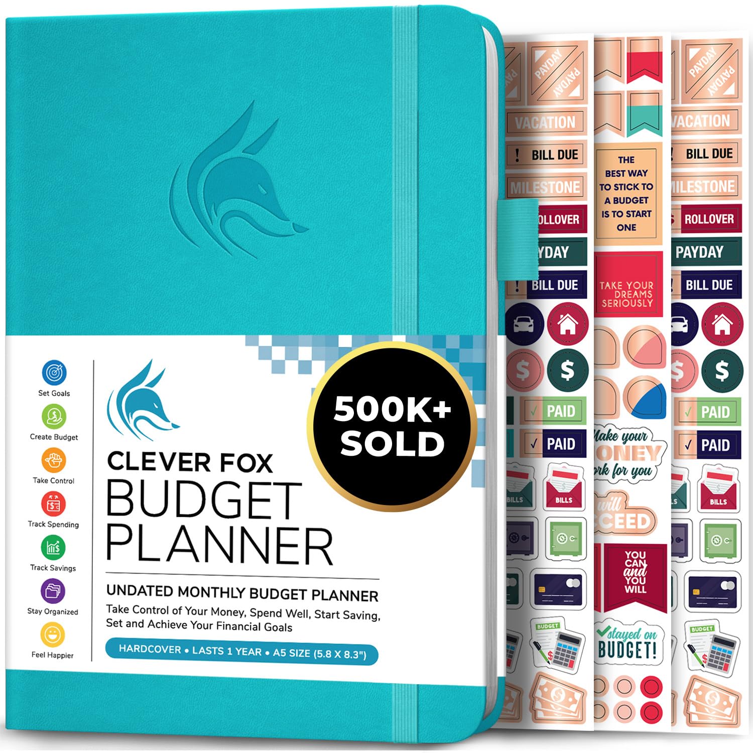 Clever Fox Budget Planner - Monthly Expense Tracker Notebook | Financial Organizer & Bill Payment Log Book | A5 Size Teal | Perfect for Personal Finance Management & Budget Tracking
