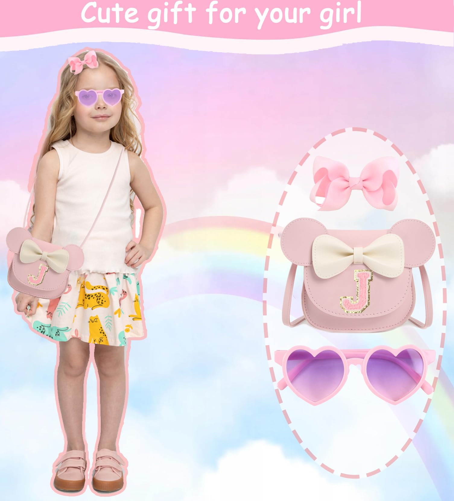 Girls Toddler Purse - Cute Mouse Crossbody Bag & Wallet Set for Little Girls | Perfect Birthday Gift for 2-5 Year Olds | Playtime, Dress-Up & Pretend Shopping Accessory